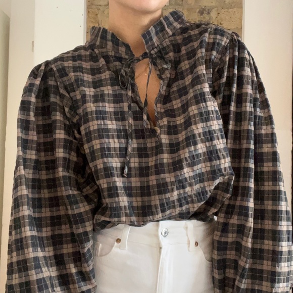 GANNI Seersucker Check Blouse - Picture 4 of 11